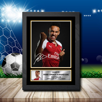 Pierre Emerick Aubameyang Signed Autographed Footballers Star Poster Print Framed Merch Gift Pierre Emerick Aubameyang Signed Autographed Footballers Star Poster Print Framed Merch Gift