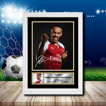 Pierre Emerick Aubameyang Signed Autographed Footballers Star Poster Print Framed Merch Gift Pierre Emerick Aubameyang Signed Autographed Footballers Star Poster Print Framed Merch Gift