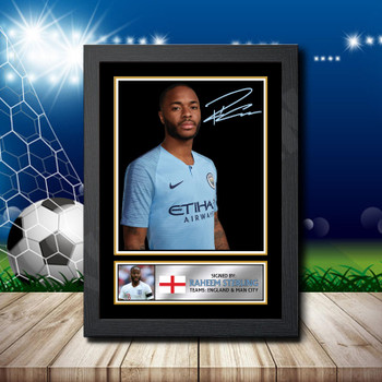 Raheem Sterling Silver Signed Autographed Footballers Star Poster Print Framed Merch Gift Raheem Sterling Silver Signed Autographed Footballers Star Poster Print Framed Merch Gift