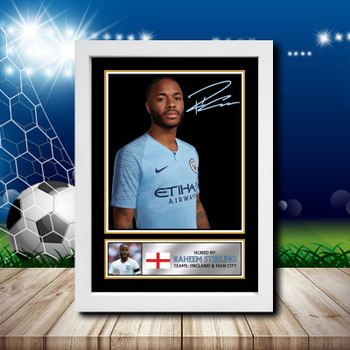 Raheem Sterling Silver Signed Autographed Footballers Star Poster Print Framed Merch Gift Raheem Sterling Silver Signed Autographed Footballers Star Poster Print Framed Merch Gift