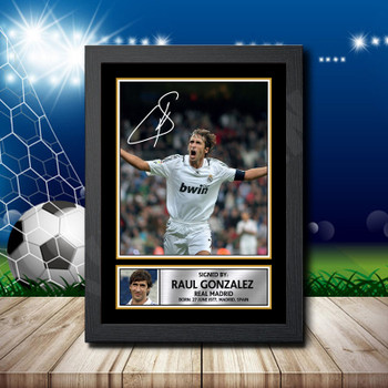 Raul Gonzalez 1 Signed Autographed Footballers Star Poster Print Framed Merch Gift