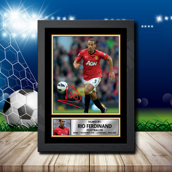 Rio Ferdinand 2 Signed Autographed Footballers Star Poster Print Framed Merch Gift Rio Ferdinand 2 Signed Autographed Footballers Star Poster Print Framed Merch Gift