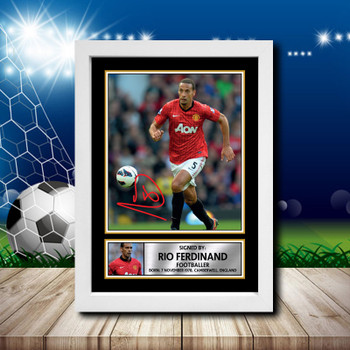 Rio Ferdinand 2 Signed Autographed Footballers Star Poster Print Framed Merch Gift Rio Ferdinand 2 Signed Autographed Footballers Star Poster Print Framed Merch Gift