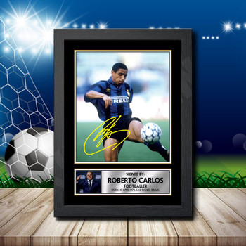 Roberto Carlos 2 Signed Autographed Footballers Star Poster Print Framed Merch Gift Roberto Carlos 2 Signed Autographed Footballers Star Poster Print Framed Merch Gift