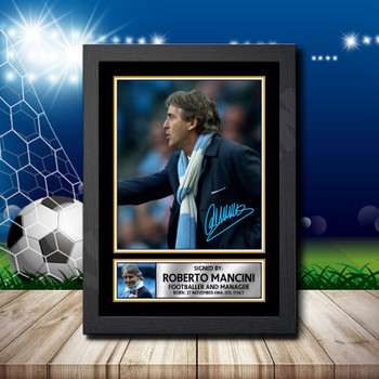Roberto Mancini 1 Signed Autographed Footballers Star Poster Print Framed Merch Gift