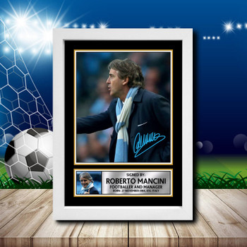 Roberto Mancini 1 Signed Autographed Footballers Star Poster Print Framed Merch Gift