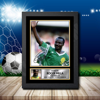 Roger Milla 2 Signed Autographed Footballers Star Poster Print Framed Merch Gift