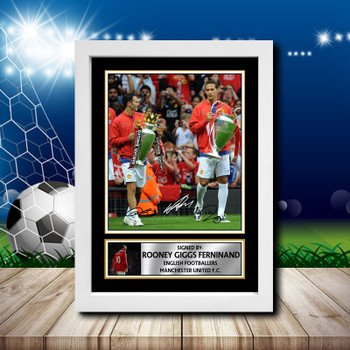 Rooney Giggs Ferdinand 1 Signed Autographed Footballers Star Poster Print Framed Merch Gift Rooney Giggs Ferdinand 1 Signed Autographed Footballers Star Poster Print Framed Merch Gift