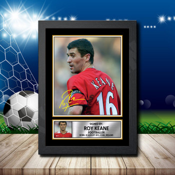 Roy Keane 2 Signed Autographed Footballers Star Poster Print Framed Merch Gift Roy Keane 2 Signed Autographed Footballers Star Poster Print Framed Merch Gift