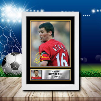 Roy Keane 2 Signed Autographed Footballers Star Poster Print Framed Merch Gift Roy Keane 2 Signed Autographed Footballers Star Poster Print Framed Merch Gift