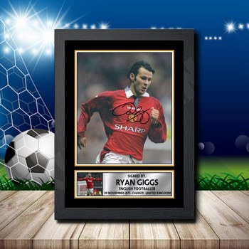 Ryan Giggs 2 Signed Autographed Footballers Star Poster Print Framed Merch Gift Ryan Giggs 2 Signed Autographed Footballers Star Poster Print Framed Merch Gift