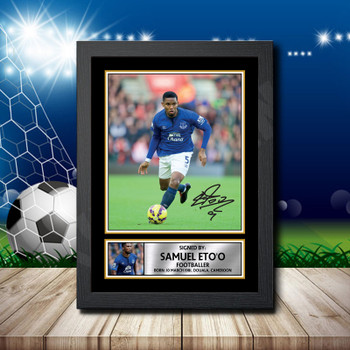 Samuel Eto O Signed Autographed Footballers Star Poster Print Framed Merch Gift Samuel Eto O Signed Autographed Footballers Star Poster Print Framed Merch Gift