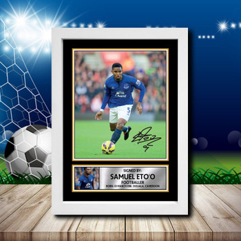 Samuel Eto O Signed Autographed Footballers Star Poster Print Framed Merch Gift Samuel Eto O Signed Autographed Footballers Star Poster Print Framed Merch Gift
