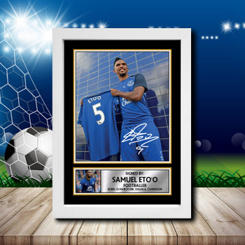 Samuel Eto O 2 Signed Autographed Footballers Star Poster Print Framed Merch Gift Samuel Eto O 2 Signed Autographed Footballers Star Poster Print Framed Merch Gift