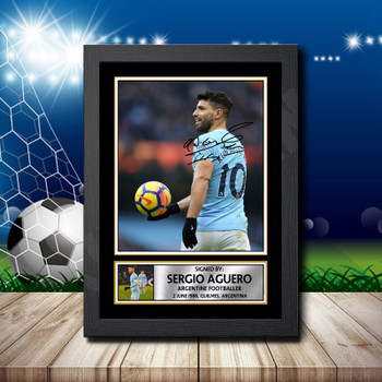 Sergio Aguero 1 Signed Autographed Footballers Star Poster Print Framed Merch Gift Sergio Aguero 1 Signed Autographed Footballers Star Poster Print Framed Merch Gift