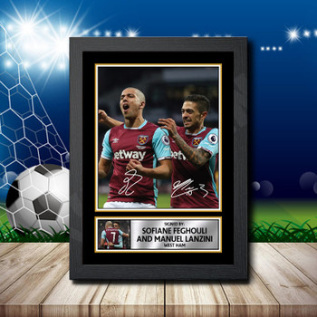Sofiane Feghouli  Manuel Lanzini 1 Signed Autographed Footballers Star Poster Print Framed Merch Gift Sofiane Feghouli  Manuel Lanzini 1 Signed Autographed Footballers Star Poster Print Framed Merch Gift