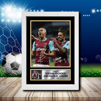 Sofiane Feghouli  Manuel Lanzini 1 Signed Autographed Footballers Star Poster Print Framed Merch Gift Sofiane Feghouli  Manuel Lanzini 1 Signed Autographed Footballers Star Poster Print Framed Merch Gift