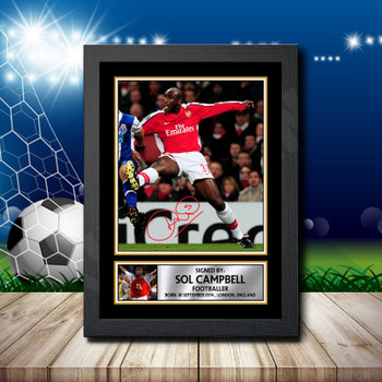 Sol Campbell Signed Autographed Footballers Star Poster Print Framed Merch Gift Sol Campbell Signed Autographed Footballers Star Poster Print Framed Merch Gift