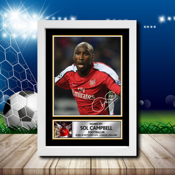 Sol Campbell 2 Signed Autographed Footballers Star Poster Print Framed Merch Gift Sol Campbell 2 Signed Autographed Footballers Star Poster Print Framed Merch Gift