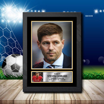 Steven Gerrard Signed Autographed Footballers Star Poster Print Framed Merch Gift Steven Gerrard Signed Autographed Footballers Star Poster Print Framed Merch Gift