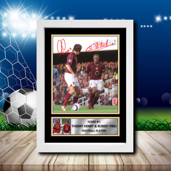 Thierry Henry  Robert Pires Signed Autographed Footballers Star Poster Print Framed Merch Gift Thierry Henry  Robert Pires Signed Autographed Footballers Star Poster Print Framed Merch Gift