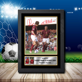 Thierry Henry  Robert Pires Signed Autographed Footballers Star Poster Print Framed Merch Gift Thierry Henry  Robert Pires Signed Autographed Footballers Star Poster Print Framed Merch Gift