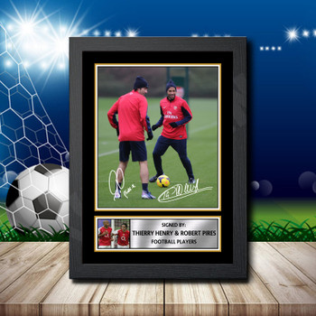 Thierry Henry  Robert Pires 2 Signed Autographed Footballers Star Poster Print Framed Merch Gift Thierry Henry  Robert Pires 2 Signed Autographed Footballers Star Poster Print Framed Merch Gift