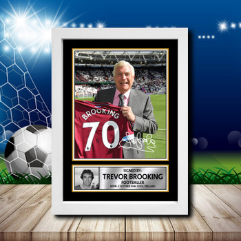 Trevor Brooking Signed Autographed Footballers Star Poster Print Framed Merch Gift Trevor Brooking Signed Autographed Footballers Star Poster Print Framed Merch Gift