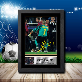 Victor Valdes Signed Autographed Footballers Star Poster Print Framed Merch Gift Victor Valdes Signed Autographed Footballers Star Poster Print Framed Merch Gift