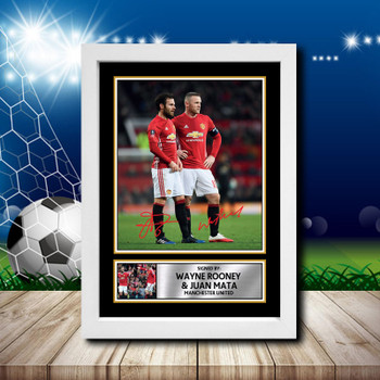 Wayne Rooney + Juan Mata 1 Signed Autographed Footballers Star Poster Print Framed Merch Gift Wayne Rooney + Juan Mata 1 Signed Autographed Footballers Star Poster Print Framed Merch Gift