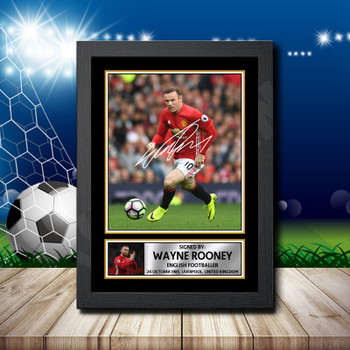 Wayne Rooney 2 Signed Autographed Footballers Star Poster Print Framed Merch Gift Wayne Rooney 2 Signed Autographed Footballers Star Poster Print Framed Merch Gift