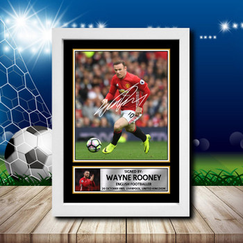 Wayne Rooney 2 Signed Autographed Footballers Star Poster Print Framed Merch Gift Wayne Rooney 2 Signed Autographed Footballers Star Poster Print Framed Merch Gift