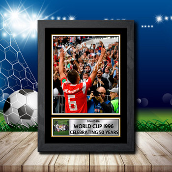 World Cup 1996 Celebrating 50 Years 1 Signed Autographed Footballers Star Poster Print Framed Merch Gift World Cup 1996 Celebrating 50 Years 1 Signed Autographed Footballers Star Poster Print Framed Merch Gift