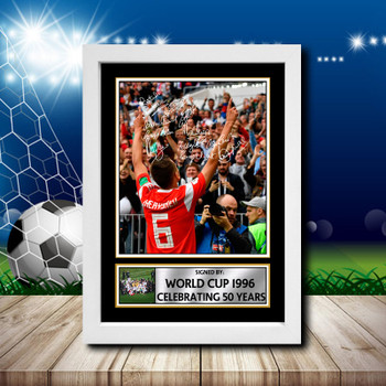 World Cup 1996 Celebrating 50 Years 1 Signed Autographed Footballers Star Poster Print Framed Merch Gift World Cup 1996 Celebrating 50 Years 1 Signed Autographed Footballers Star Poster Print Framed Merch Gift