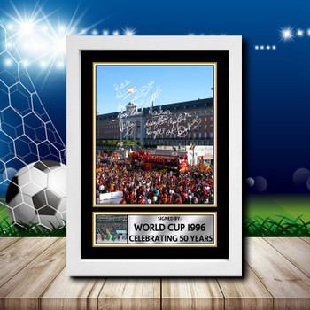 World Cup 1996 Celebrating 50 Years 2 Signed Autographed Footballers Star Poster Print Framed Merch Gift World Cup 1996 Celebrating 50 Years 2 Signed Autographed Footballers Star Poster Print Framed Merch Gift