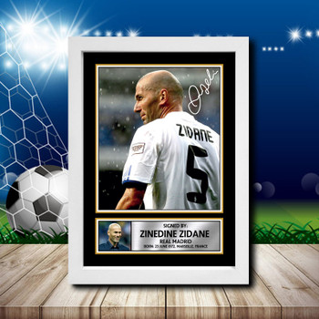 Zinedine Zidane 1 Signed Autographed Footballers Star Poster Print Framed Merch Gift Zinedine Zidane 1 Signed Autographed Footballers Star Poster Print Framed Merch Gift