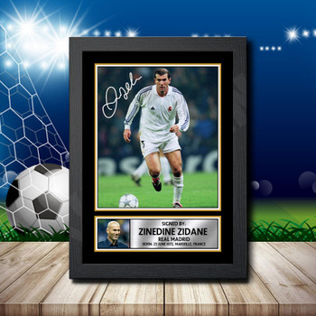 Zinedine Zidane 2 Signed Autographed Footballers Star Poster Print Framed Merch Gift Zinedine Zidane 2 Signed Autographed Footballers Star Poster Print Framed Merch Gift