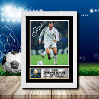 Zinedine Zidane 2 Signed Autographed Footballers Star Poster Print Framed Merch Gift Zinedine Zidane 2 Signed Autographed Footballers Star Poster Print Framed Merch Gift