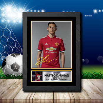 Matteo Darmian 2 Signed Autographed Footballers Star Poster Print Framed Merch Gift Matteo Darmian 2 Signed Autographed Footballers Star Poster Print Framed Merch Gift