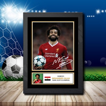 Mohamed Salah Signed Autographed Footballers Star Poster Print Framed Merch Gift Mohamed Salah Signed Autographed Footballers Star Poster Print Framed Merch Gift