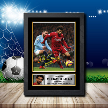 Mohamed Salah 6 Signed Autographed Footballers Star Poster Print Framed Merch Gift Mohamed Salah 6 Signed Autographed Footballers Star Poster Print Framed Merch Gift