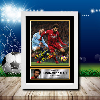 Mohamed Salah 6 Signed Autographed Footballers Star Poster Print Framed Merch Gift Mohamed Salah 6 Signed Autographed Footballers Star Poster Print Framed Merch Gift