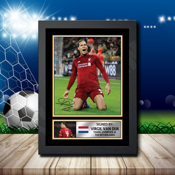 Virgil Van Dijk Signed Autographed Footballers Star Poster Print Framed Merch Gift Virgil Van Dijk Signed Autographed Footballers Star Poster Print Framed Merch Gift