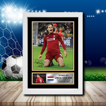 Virgil Van Dijk Signed Autographed Footballers Star Poster Print Framed Merch Gift Virgil Van Dijk Signed Autographed Footballers Star Poster Print Framed Merch Gift