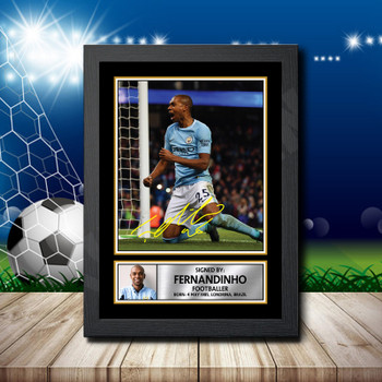 Fernandinho 3 Signed Autographed Footballers Star Poster Print Framed Merch Gift Fernandinho 3 Signed Autographed Footballers Star Poster Print Framed Merch Gift