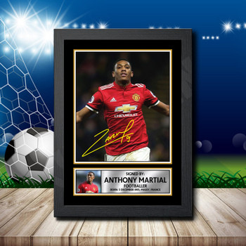 Anthony Martial 2 Signed Autographed Footballers Star Poster Print Framed Merch Gift