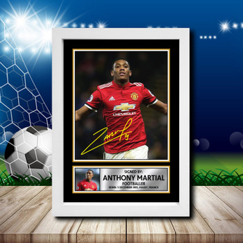 Anthony Martial 2 Signed Autographed Footballers Star Poster Print Framed Merch Gift