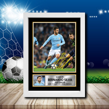 Bernardo Silva Signed Autographed Footballers Star Poster Print Framed Merch Gift Bernardo Silva Signed Autographed Footballers Star Poster Print Framed Merch Gift