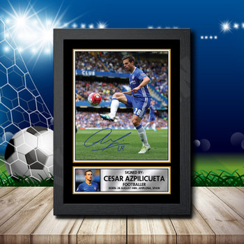 Cã©Sar Azpilicueta Signed Autographed Footballers Star Poster Print Framed Merch Gift Cã©Sar Azpilicueta Signed Autographed Footballers Star Poster Print Framed Merch Gift