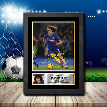 David Luiz Signed Autographed Footballers Star Poster Print Framed Merch Gift David Luiz Signed Autographed Footballers Star Poster Print Framed Merch Gift